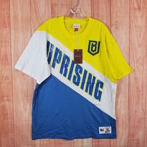Mitchell & Ness Owl Play Mens T-Shirt XL Boston Uprising Round Neck Yellow Blue